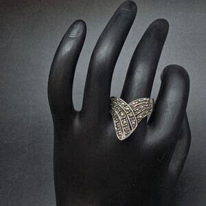 Sterling Silver Marcasite Stone Ring 925 HAN Thailand Size 8